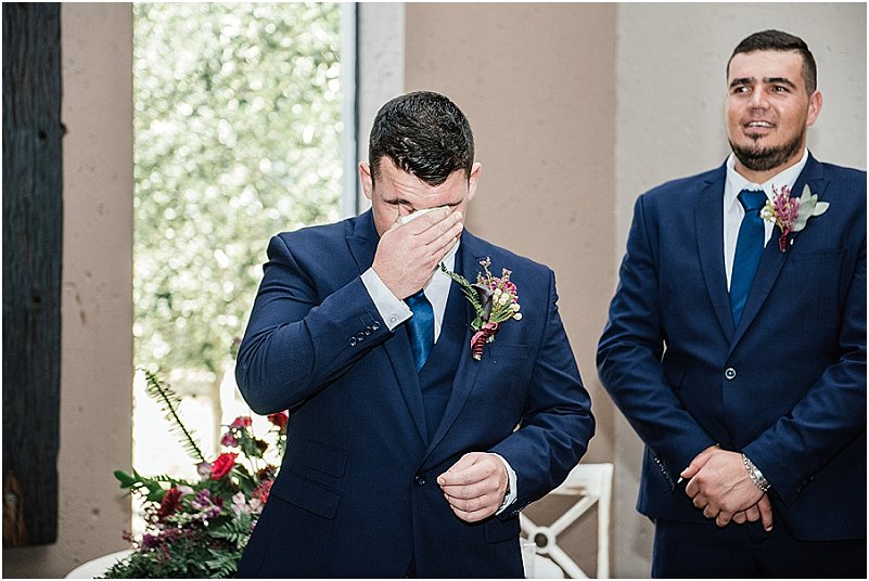 Groom crying