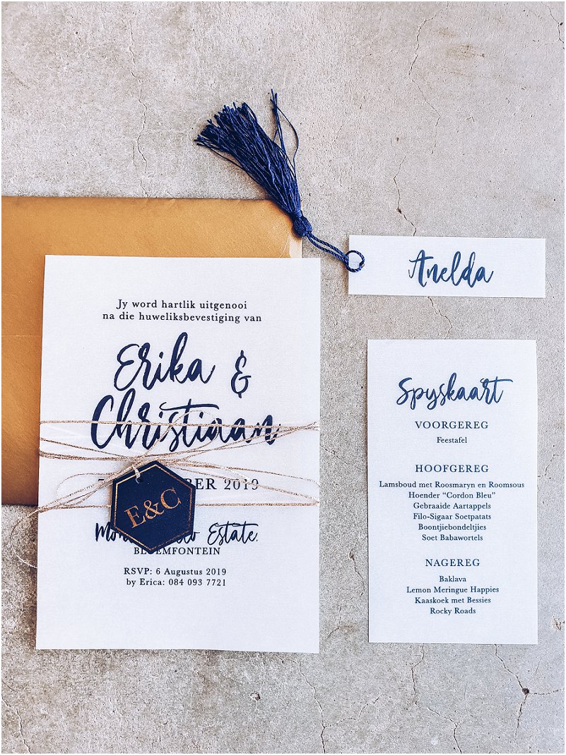 Navy Gold wedding invitations