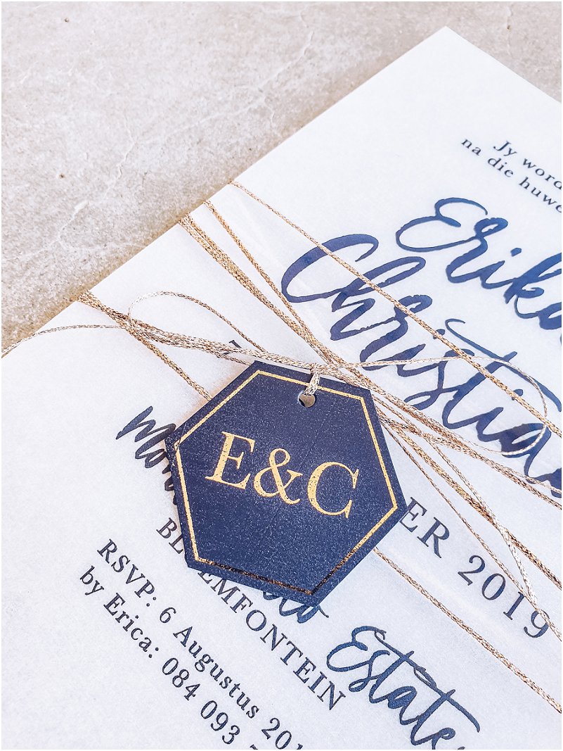 Navy Gold wedding invitations
