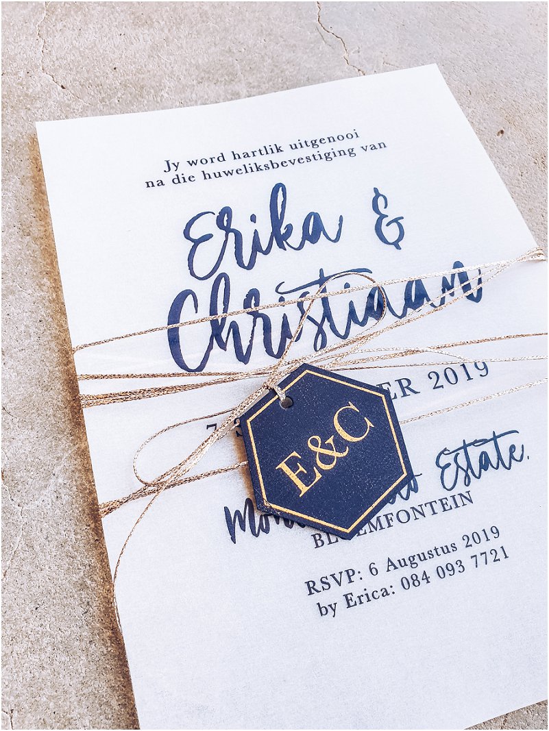 Navy Gold wedding invitations