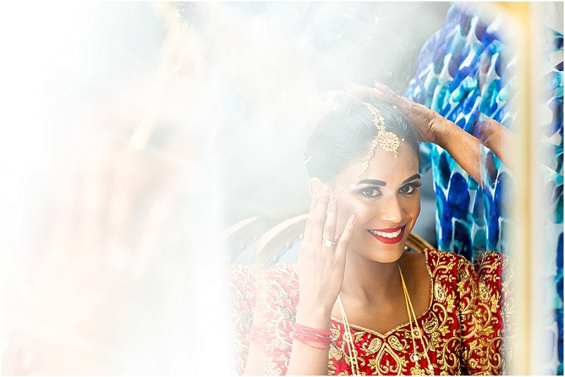 red embroidered saree