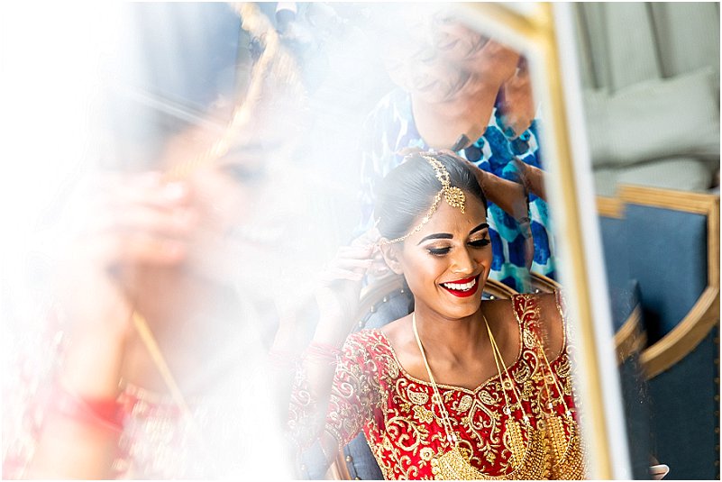 red embroidered saree