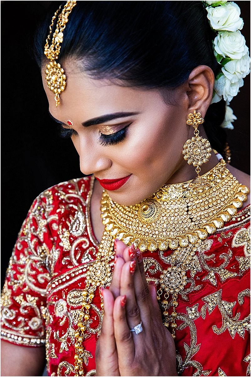 red embroidered saree