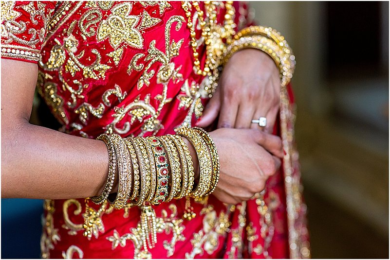 red embroidered saree