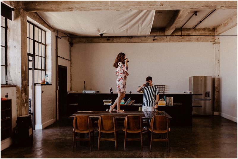 playful engagement photo shoot
