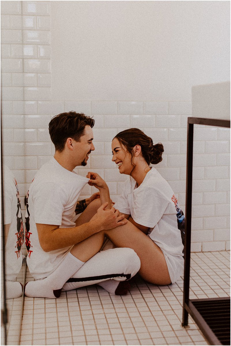 playful engagement photo shoot
