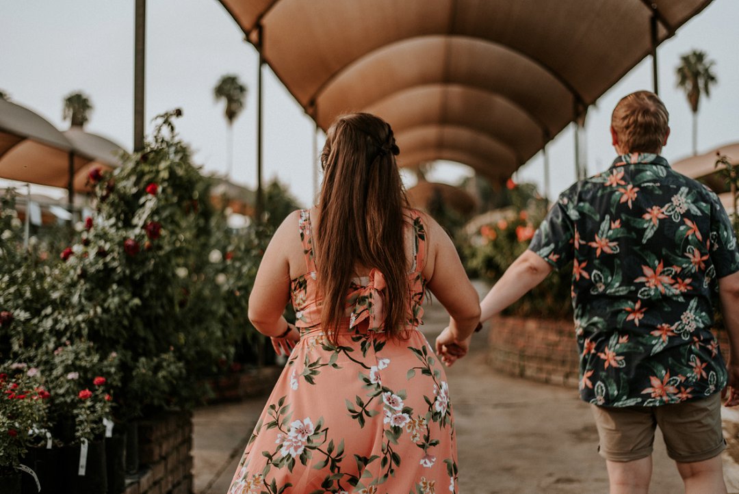 rose farm engagement photo shoot