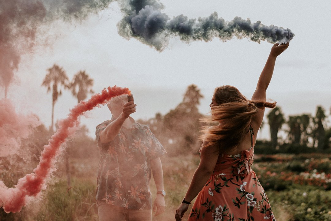 rose farm engagement photo shoot