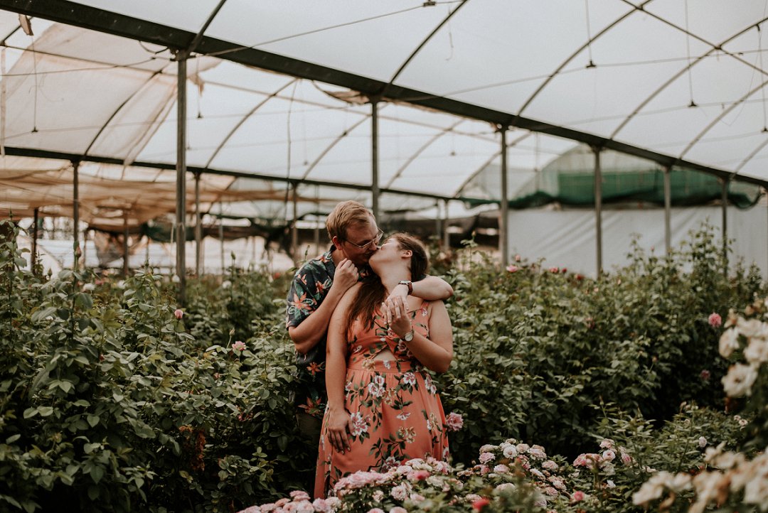 rose farm engagement photo shoot