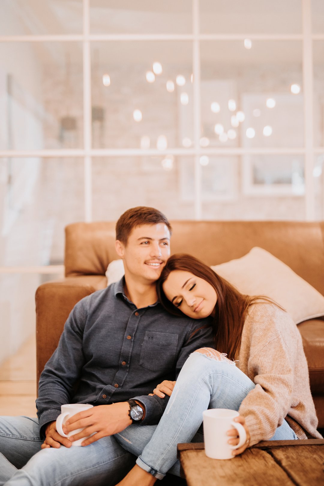 engagement photos at home