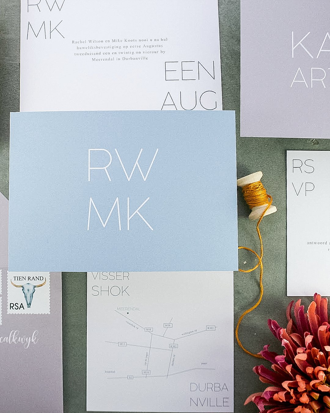 South African Stamp Inspired Wedding Stationery