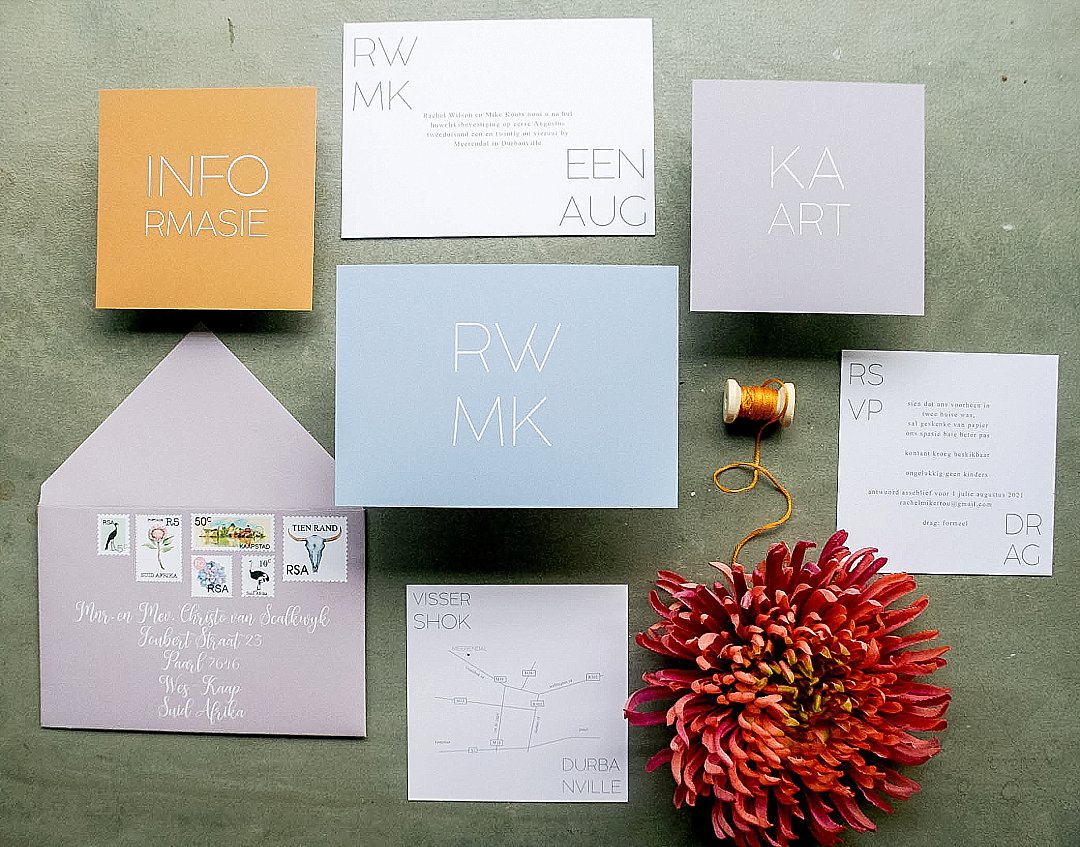 South African Stamp Inspired Wedding Stationery