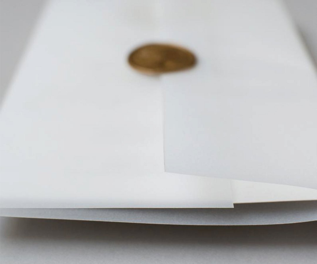 Classic wedding invitations with wax stamp