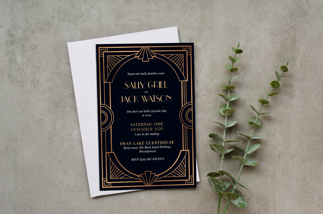 Art Deco inspired wedding stationery