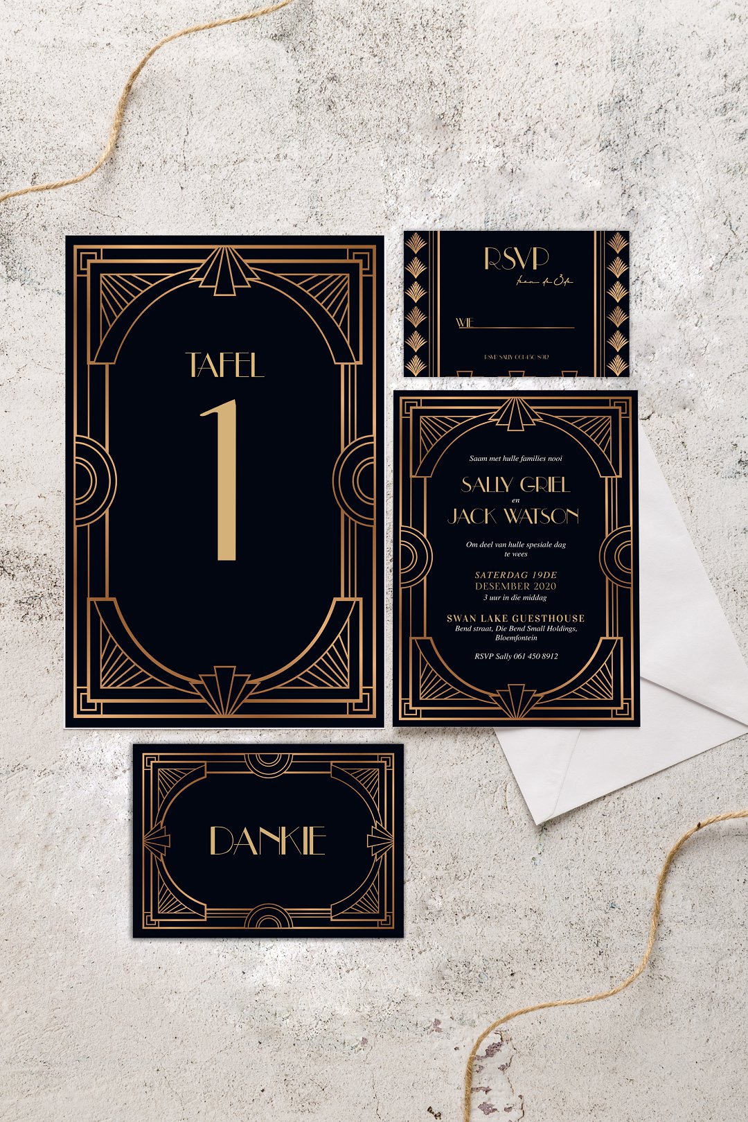 Art Deco inspired wedding stationery
