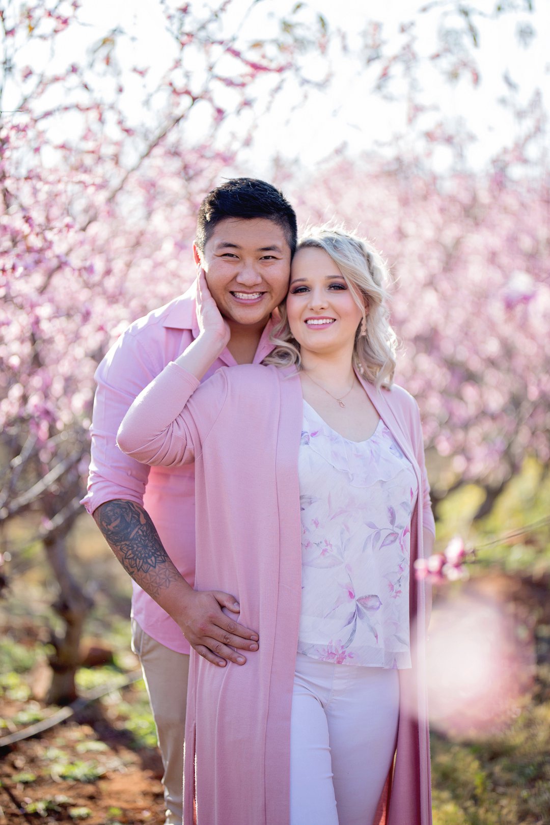 cherry blossom engagement photos
