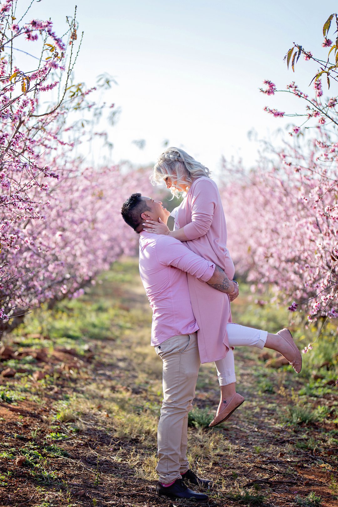 cherry blossom engagement photos