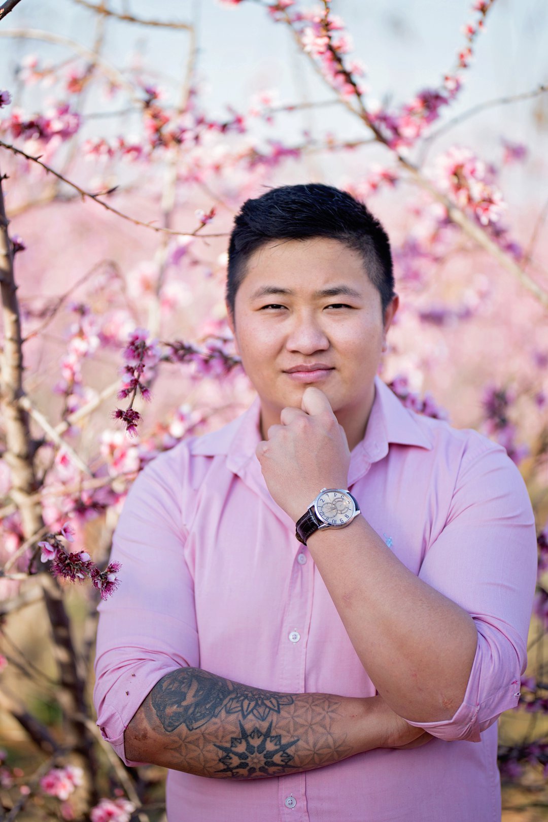cherry blossom engagement photos