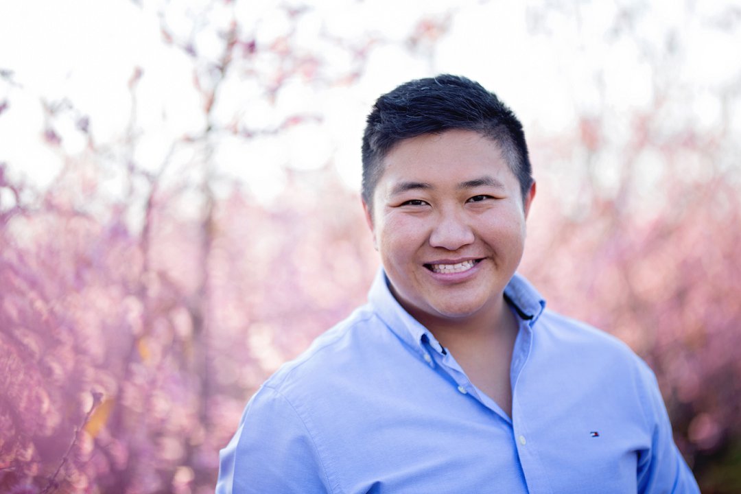 cherry blossom engagement photos