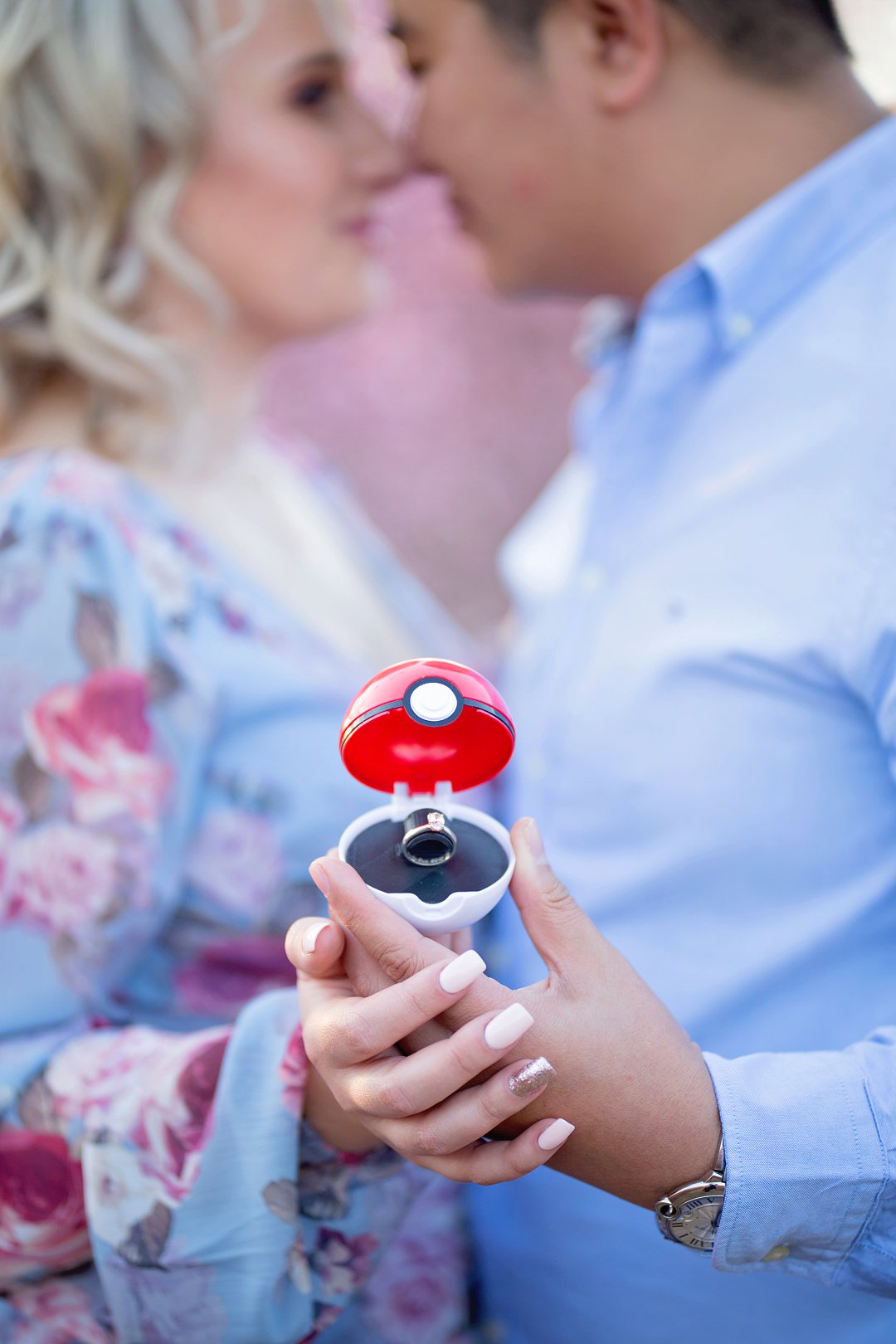 cherry blossom engagement photos