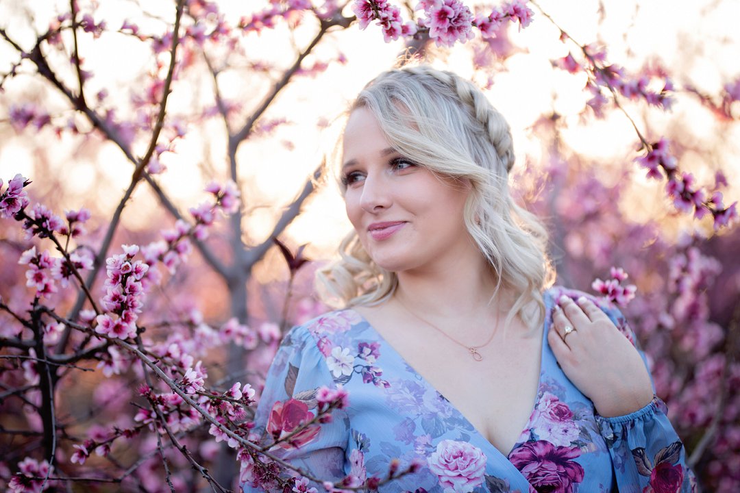 cherry blossom engagement photos