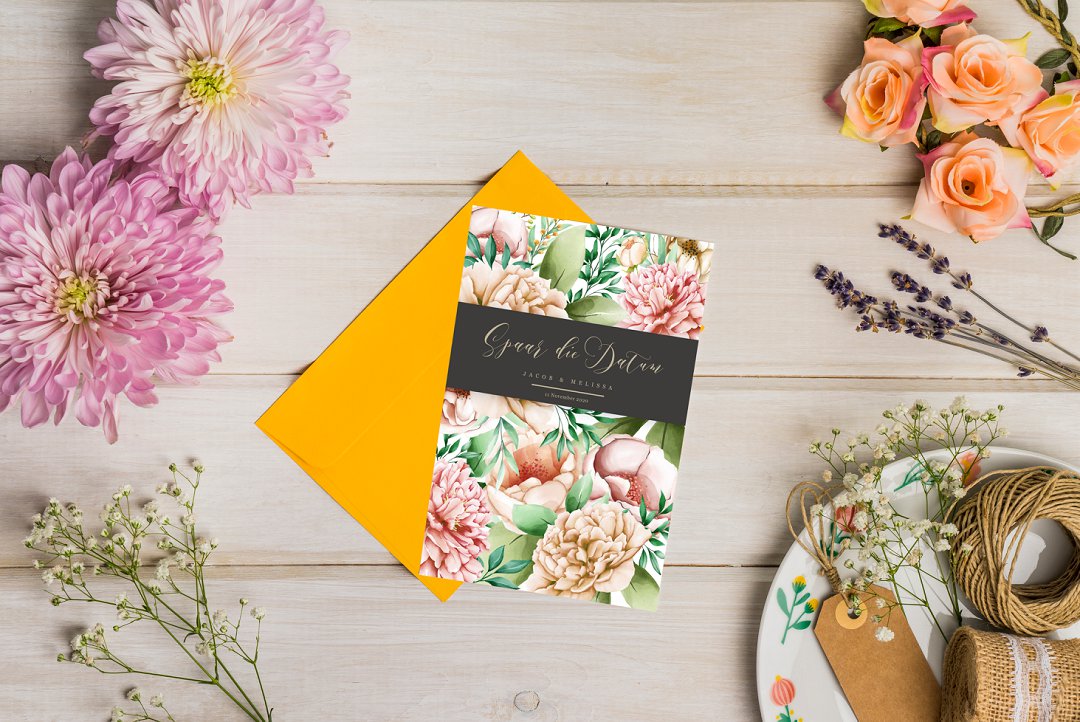 floral wedding stationery