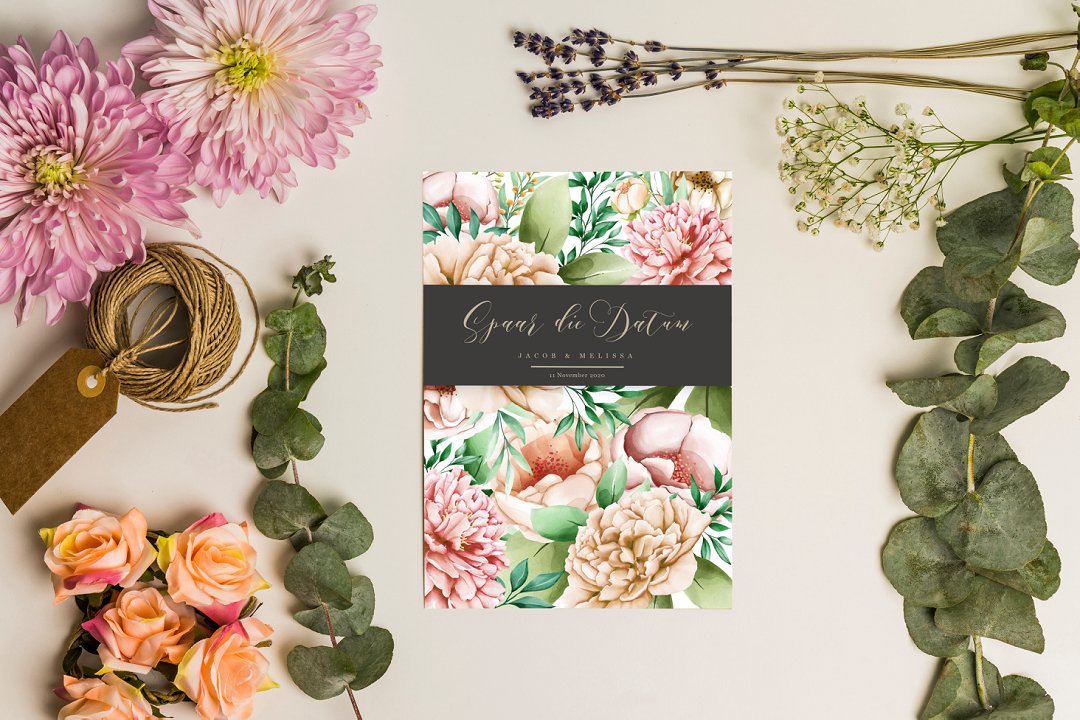floral wedding stationery