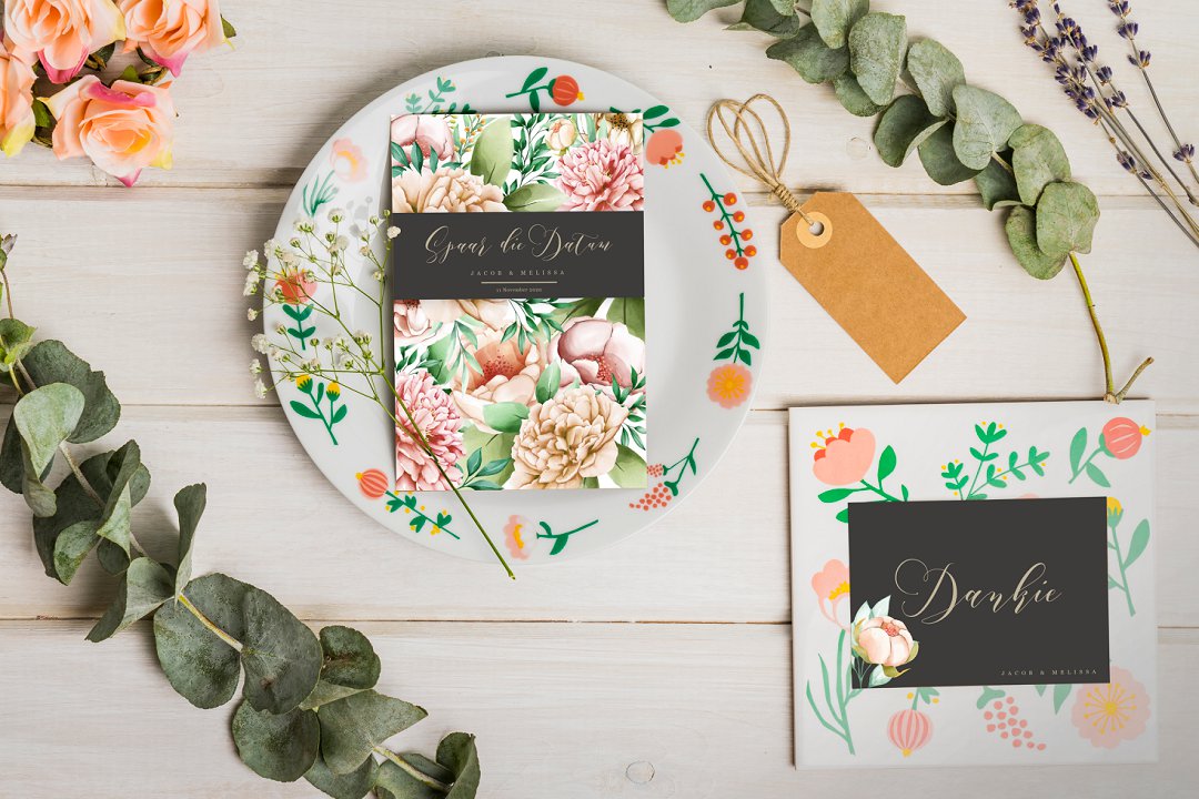 floral wedding stationery