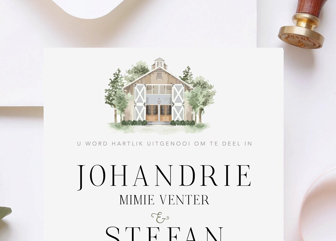 Venue illustration wedding invitation
