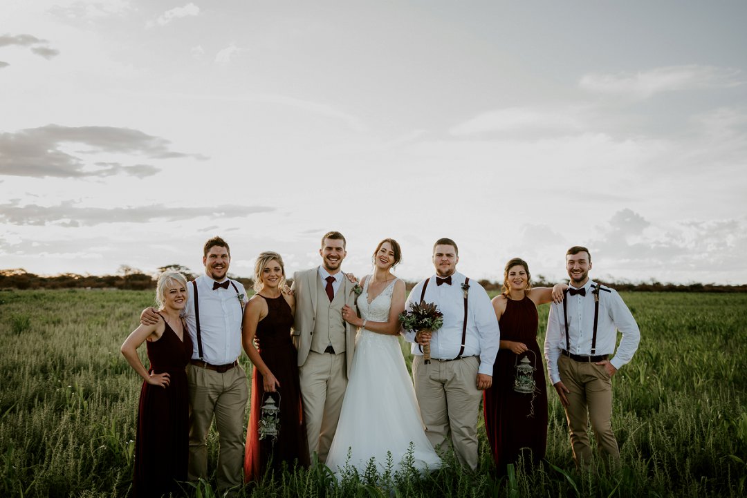 Bride and groom with bridal party